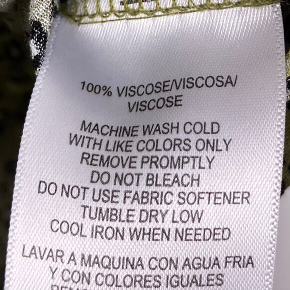 NWOT CALVIN KLEIN JEANS Top XL Green Black Geo Print Tie Hem Button - Picture 4 of 5